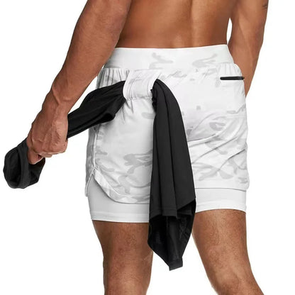2-in-1 Quick Dry Camo Running Shorts