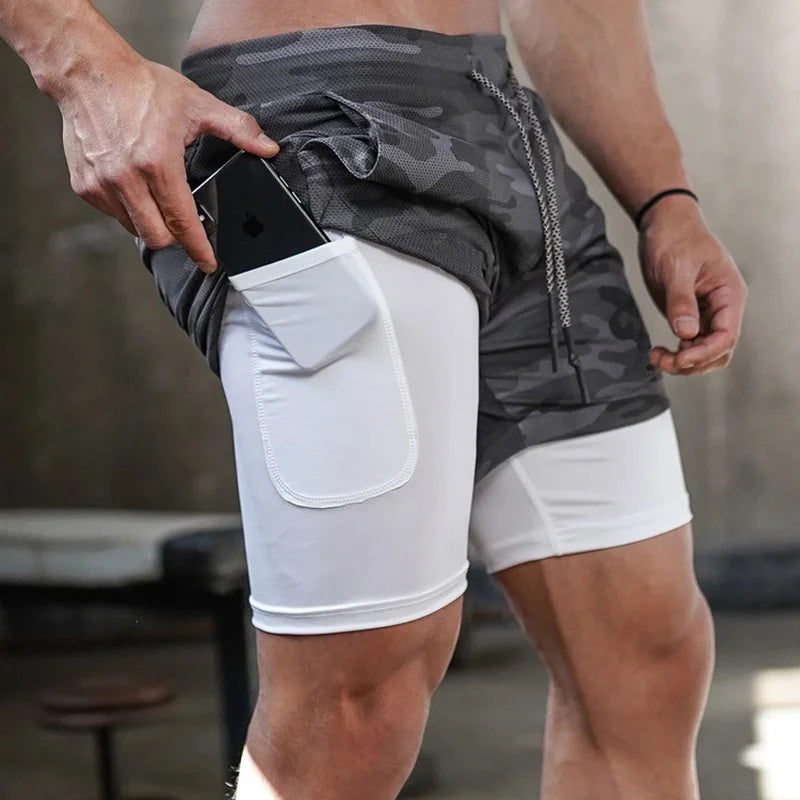 2-in-1 Quick Dry Camo Running Shorts