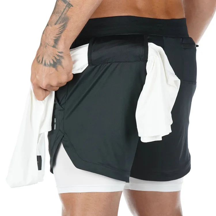 2-in-1 Quick Dry Camo Running Shorts