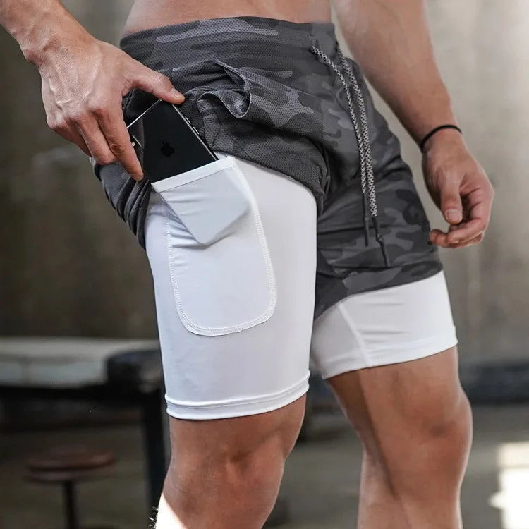 2-in-1 Quick Dry Camo Running Shorts