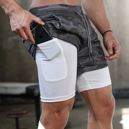 2-in-1 Quick Dry Camo Running Shorts